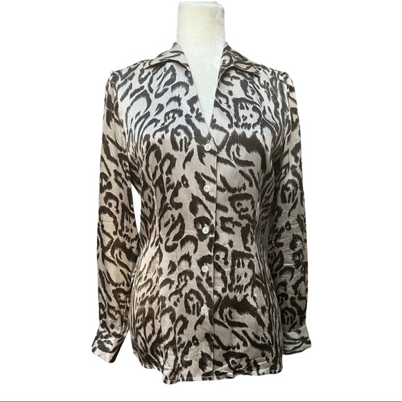 Lane Davis Beverly Hills Vintage Leopard Print Silk Blouse | 4* - Picture 4 of 8